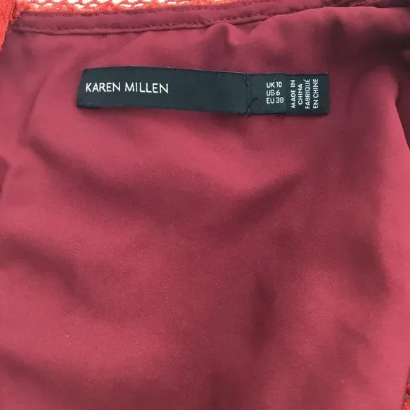 Karen Millen Red Lace Sheath Dress sz 6 Flowers & Doves Novelty Embroidery  $495 - threedaughtersproperties.com
